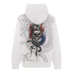 New OUKU Men's Skeleton Snake Hoodie Hoodies Sweatshirt Punk Gothic Long Sleeve Hooded Party Holiday Streetwear Black White Print Front Pocket Spring & Fall Designer