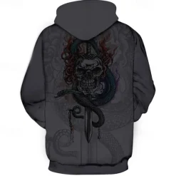 New OUKU Men's Skeleton Snake Hoodie Hoodies Sweatshirt Punk Gothic Long Sleeve Hooded Party Holiday Streetwear Black White Print Front Pocket Spring & Fall Designer