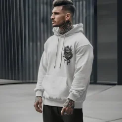 New OUKU Men's Skeleton Snake Hoodie Hoodies Sweatshirt Punk Gothic Long Sleeve Hooded Party Holiday Streetwear Black White Print Front Pocket Spring & Fall Designer