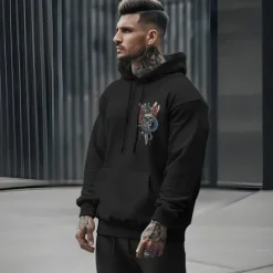 New OUKU Men's Skeleton Snake Hoodie Hoodies Sweatshirt Punk Gothic Long Sleeve Hooded Party Holiday Streetwear Black White Print Front Pocket Spring & Fall Designer