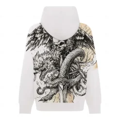 New OUKU Men's Skeleton Snake Hoodie Hoodies Sweatshirt Punk Gothic Long Sleeve Hooded Party Holiday Streetwear White Khaki Print Front Pocket Spring & Fall Designer