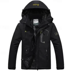 Best OUKU Men's Ski Jacket Gorpcore Softshell Fleece Jacket Waterproof Rain Jacket Winter Outdoor Thermal Warm Windproof Windbreaker Trench Coat Top Outerwear Skiing Camping Hiking Casual Denim Blue Red Green