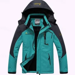 Best OUKU Men's Ski Jacket Gorpcore Softshell Fleece Jacket Waterproof Rain Jacket Winter Outdoor Thermal Warm Windproof Windbreaker Trench Coat Top Outerwear Skiing Camping Hiking Casual Denim Blue Red Green