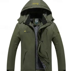Best OUKU Men's Ski Jacket Gorpcore Softshell Fleece Jacket Waterproof Rain Jacket Winter Outdoor Thermal Warm Windproof Windbreaker Trench Coat Top Outerwear Skiing Camping Hiking Casual Denim Blue Red Green