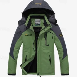 Best OUKU Men's Ski Jacket Gorpcore Softshell Fleece Jacket Waterproof Rain Jacket Winter Outdoor Thermal Warm Windproof Windbreaker Trench Coat Top Outerwear Skiing Camping Hiking Casual Denim Blue Red Green