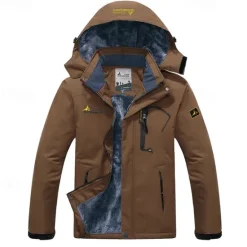 Best OUKU Men's Ski Jacket Gorpcore Softshell Fleece Jacket Waterproof Rain Jacket Winter Outdoor Thermal Warm Windproof Windbreaker Trench Coat Top Outerwear Skiing Camping Hiking Casual Denim Blue Red Green