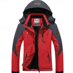 Best OUKU Men's Ski Jacket Gorpcore Softshell Fleece Jacket Waterproof Rain Jacket Winter Outdoor Thermal Warm Windproof Windbreaker Trench Coat Top Outerwear Skiing Camping Hiking Casual Denim Blue Red Green