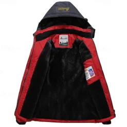 Best OUKU Men's Ski Jacket Gorpcore Softshell Fleece Jacket Waterproof Rain Jacket Winter Outdoor Thermal Warm Windproof Windbreaker Trench Coat Top Outerwear Skiing Camping Hiking Casual Denim Blue Red Green