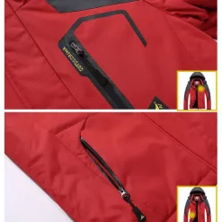 Best OUKU Men's Ski Jacket Gorpcore Softshell Fleece Jacket Waterproof Rain Jacket Winter Outdoor Thermal Warm Windproof Windbreaker Trench Coat Top Outerwear Skiing Camping Hiking Casual Denim Blue Red Green