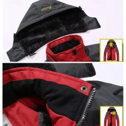 Best OUKU Men's Ski Jacket Gorpcore Softshell Fleece Jacket Waterproof Rain Jacket Winter Outdoor Thermal Warm Windproof Windbreaker Trench Coat Top Outerwear Skiing Camping Hiking Casual Denim Blue Red Green