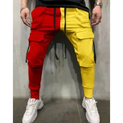 Best OUKU Men's Skinny Joggers Tapered pants Trousers Casual Pants Patchwork Drawstring Elastic Waist Solid Colored Sports Full Length Casual Daily Streetwear Sports Chino Slim Black-White White & Blue