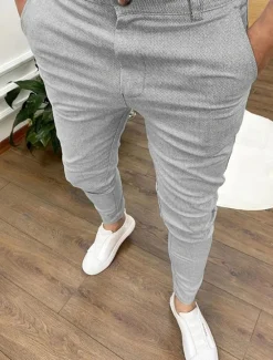 New OUKU Men's Skinny Trousers Chinos Buttons Pocket Plain Comfort Formal Party Work Fashion Classic Style Black Blue Micro-elastic