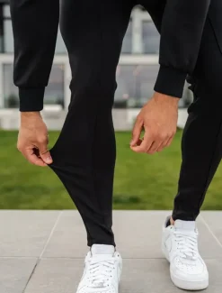 OUKU Men's Skinny Trousers Chinos Pocket Drawstring Elastic Waist Solid Color Comfort Formal Work Daily Fashion Classic Style Black Dark Blue Micro-elastic