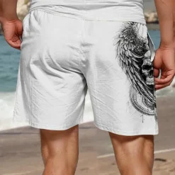 Online OUKU Men's Skull Eagle Snake Swim Trunks Swim Shorts Board Shorts Mid Waist Punk & Gothic Vacation Party Holiday with Mesh lining Elastic Waist 3D Print Designer Clothing Apparel