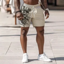 Online OUKU Men's Skull Eagle Snake Swim Trunks Swim Shorts Board Shorts Mid Waist Punk & Gothic Vacation Party Holiday with Mesh lining Elastic Waist 3D Print Designer Clothing Apparel