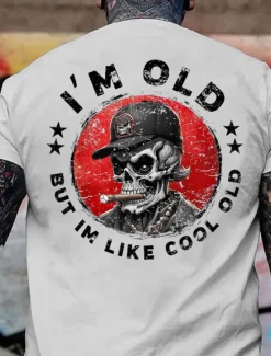 OUKU Men's Skull Funny T Shirt 100% Cotton Short Sleeve Graphic Shirt Black White Comfortable Tee Vacation Street Fashion Designer Clothing