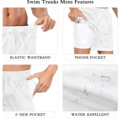 Best OUKU Men's Skull Gothic Halloween Costumes Lined Shorts 2 in 1 Board Shorts Swim Shorts Mid Waist Hawaiian Retro Vintage Holiday Streetwear Side Pockets With Compression Liner Elastic Drawstring Waist