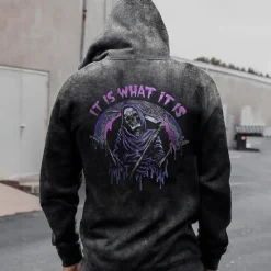 New OUKU Men's Skull Graphic Prints Skeleton Hoodie Hoodies Sweatshirt Streetwear Designer Long Sleeve Hooded Daily Sports Print Spring & Fall Designer Black