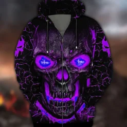 Sale OUKU Men's Skull Graphic Prints Hoodie Hoodies Sweatshirt Streetwear Basic Long Sleeve Hooded Sports & Outdoor Daily Sports Black Red Zipper Print Spring & Fall Designer