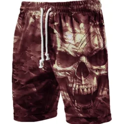 Outlet OUKU Men's Skull Graphic Prints Halloween Costumes Active Sweat Shorts Terry Shorts Mid Waist Fashion Streetwear Classic Style Sports Outdoor Casual Daily Elastic Waist Drawstring Print Designer Clothing