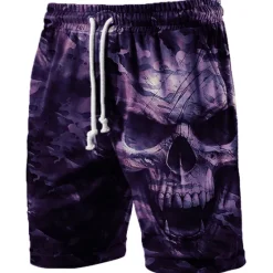 Outlet OUKU Men's Skull Graphic Prints Halloween Costumes Active Sweat Shorts Terry Shorts Mid Waist Fashion Streetwear Classic Style Sports Outdoor Casual Daily Elastic Waist Drawstring Print Designer Clothing