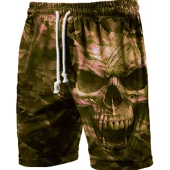 Outlet OUKU Men's Skull Graphic Prints Halloween Costumes Active Sweat Shorts Terry Shorts Mid Waist Fashion Streetwear Classic Style Sports Outdoor Casual Daily Elastic Waist Drawstring Print Designer Clothing