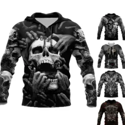 Discount OUKU Men's Skull Graphic Prints Hoodie Hoodies Sweatshirt Streetwear Designer Long Sleeve Hooded Daily Sports Black Orange Print Spring & Fall Designer