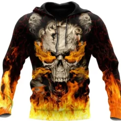Discount OUKU Men's Skull Graphic Prints Hoodie Hoodies Sweatshirt Streetwear Designer Long Sleeve Hooded Daily Sports Black Orange Print Spring & Fall Designer