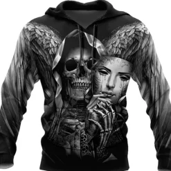 Discount OUKU Men's Skull Graphic Prints Hoodie Hoodies Sweatshirt Streetwear Designer Long Sleeve Hooded Daily Sports Black Orange Print Spring & Fall Designer