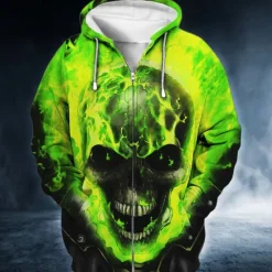 Clearance OUKU Men's Skull Graphic Prints Hoodie Hoodies Sweatshirt Streetwear Designer Long Sleeve Hooded Sports & Outdoor Daily Sports Pink Blue Zipper Print Spring & Fall Designer