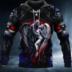 Outlet OUKU Men's Skull Graphic Prints Hoodie Hoodies Sweatshirt Streetwear Designer Long Sleeve Hooded Daily Sports Print Spring & Fall Designer Black
