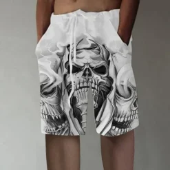 Clearance OUKU Men's Skull Graphic Prints Shorts Summer Shorts Beach Shorts Mid Waist Designer Stylish Casual / Sporty Sports Outdoor Daily Elastic Waist Straight Leg Designer Clothing Apparel