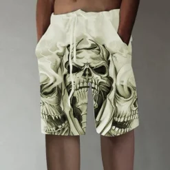 Clearance OUKU Men's Skull Graphic Prints Shorts Summer Shorts Beach Shorts Mid Waist Designer Stylish Casual / Sporty Sports Outdoor Daily Elastic Waist Straight Leg Designer Clothing Apparel