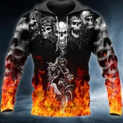 New OUKU Men's Skull Graphic Prints Hoodie Hoodies Sweatshirt Streetwear Basic Long Sleeve Hooded Daily Sports Print Spring & Fall Designer Black