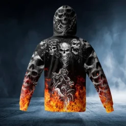 New OUKU Men's Skull Graphic Prints Hoodie Hoodies Sweatshirt Streetwear Basic Long Sleeve Hooded Daily Sports Print Spring & Fall Designer Black