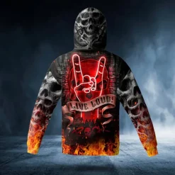 Online OUKU Men's Skull Graphic Prints Hoodie Hoodies Sweatshirt Streetwear Basic Long Sleeve Hooded Daily Sports Print Spring & Fall Designer Black