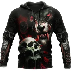 Best OUKU Men's Skull Graphic Prints Hoodie Hoodies Sweatshirt Streetwear Designer Long Sleeve Hooded Daily Sports 1 2 Print Spring & Fall Designer