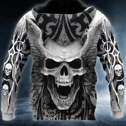 Best OUKU Men's Skull Graphic Prints Hoodie Hoodies Sweatshirt Streetwear Designer Long Sleeve Hooded Daily Sports 1 2 Print Spring & Fall Designer
