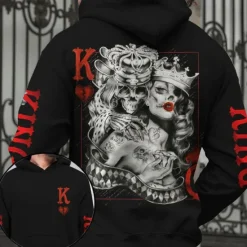 OUKU Men's Skull Graphic Prints Poker Hoodie Hoodies Sweatshirt Streetwear Designer Long Sleeve Hooded Daily Sports Print Spring & Fall Designer Black