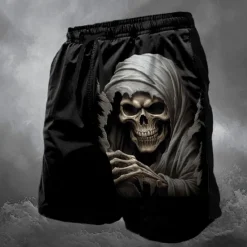 Best OUKU Men's Skull Halloween Costumes Swim Shorts Board Shorts Swimming Trunks Mid Waist Fashion Streetwear Designer Casual Daily Holiday Pocket Elastic Waist 3D Print Designer Clothing Apparel