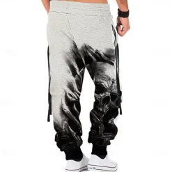 Online OUKU Men's Skull Halloween Costumes Sweatpants Joggers Pants Trousers Mid Waist Drawstring Elastic Waist Casual Dark Outdoor Street Dailywear Pocket Spring Fall Winter 3D Print Black