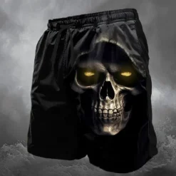 Online OUKU Men's Skull Halloween Costumes Swim Trunks Swim Shorts Board Shorts Mid Waist Fashion Streetwear Designer Casual Daily Holiday Pocket Elastic Waist 3D Print Designer Clothing Apparel