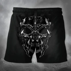 Clearance OUKU Men's Skull Halloween Costumes Skeleton Sweat Pants Swim Shorts Board Shorts Mid Waist Vintage Designer Punk & Gothic Casual Holiday Club Designer Clothing Apparel Black