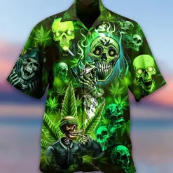 Sale OUKU Men's Skull Halloween Costumes Shirt Button Up Shirt Short Sleeve Fashion Designer Casual Casual Daily Beach Spring & Summer Turndown 3D Button-Down Yellow Blue Purple Green