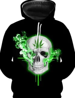 Clearance OUKU Men's Skull Hoodie Hoodies Sweatshirt Party Casual Long Sleeve Hooded Casual Daily 1 2 Designer