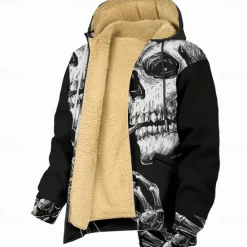 OUKU Men's Skull Hoodie Hoodies Sweatshirt Punk Fashion Long Sleeve Crew Neck Fall Winter Designer Black