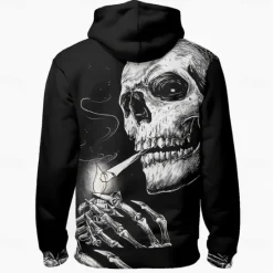 OUKU Men's Skull Hoodie Hoodies Sweatshirt Punk Fashion Long Sleeve Crew Neck Fall Winter Designer Black