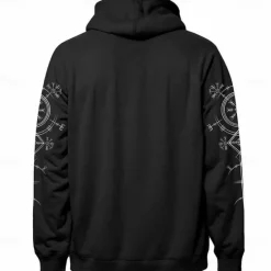 Hot OUKU Men's Skull Hoodies Sweatshirt Fashion Cool Long Sleeve Crew Neck Party Holiday Streetwear Black Blue Drawstring Fall Winter Designer