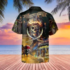 Online OUKU Men's Skull Pirate Shirt Button Up Shirt Short Sleeve Tropical Sports Streetwear Casual Beach Summer Spring Turndown Print Button-Down Yellow