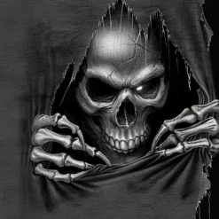 Online OUKU Men's Skull Skeleton Ripped Shirt Button Up Shirt Long Sleeve Dark Punk Gothic Style Holiday Streetwear Summer Spring Turndown 3D Print Collared Shirts Black Wine Green Dark Blue
